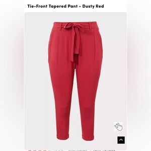 NWT Torrid Tie-Front Tapered Pants - Red
